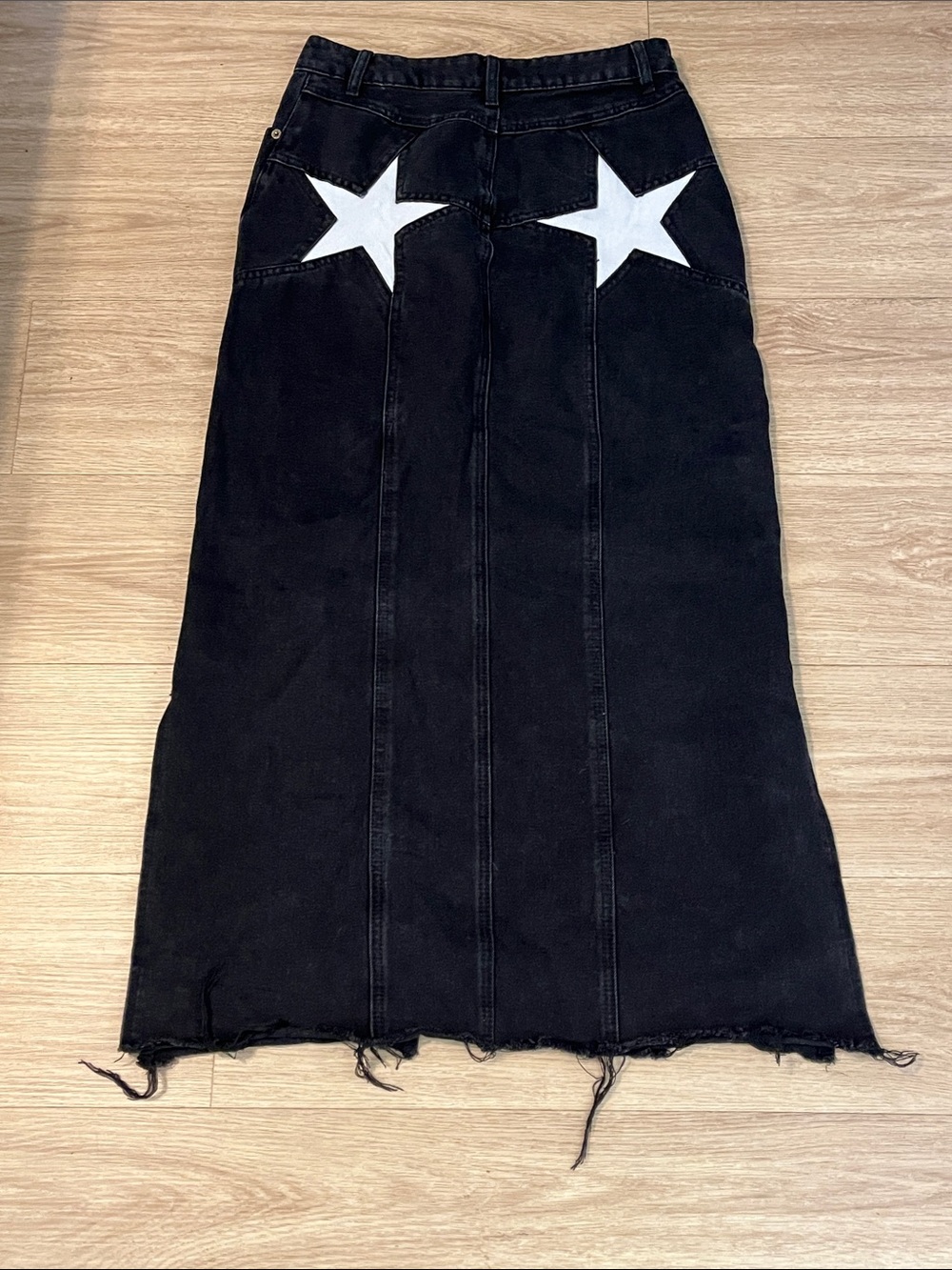 Nasty Gal Black Maxi Denim Skirt with Front Slit - Picture 4 of 15